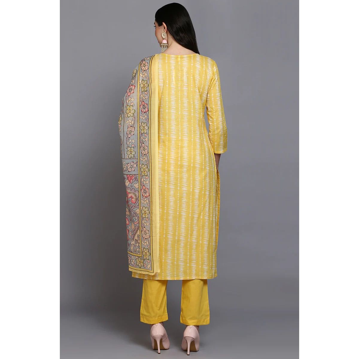 Yellow Printed Kurta Set for Women/Party Wear/Festive Wear