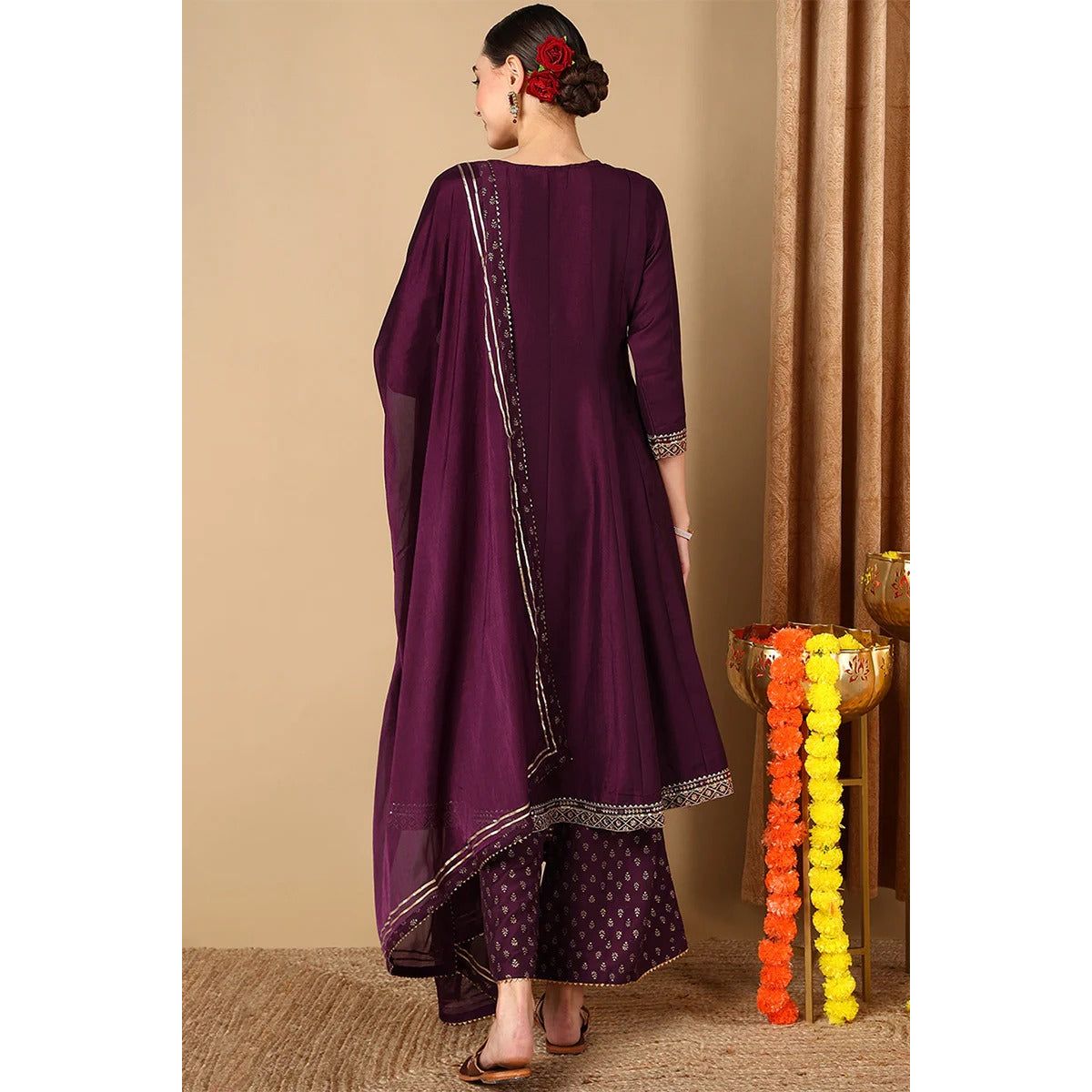 Purple Silk Blend Anarkali Set/Festive Wear/ Party Wear