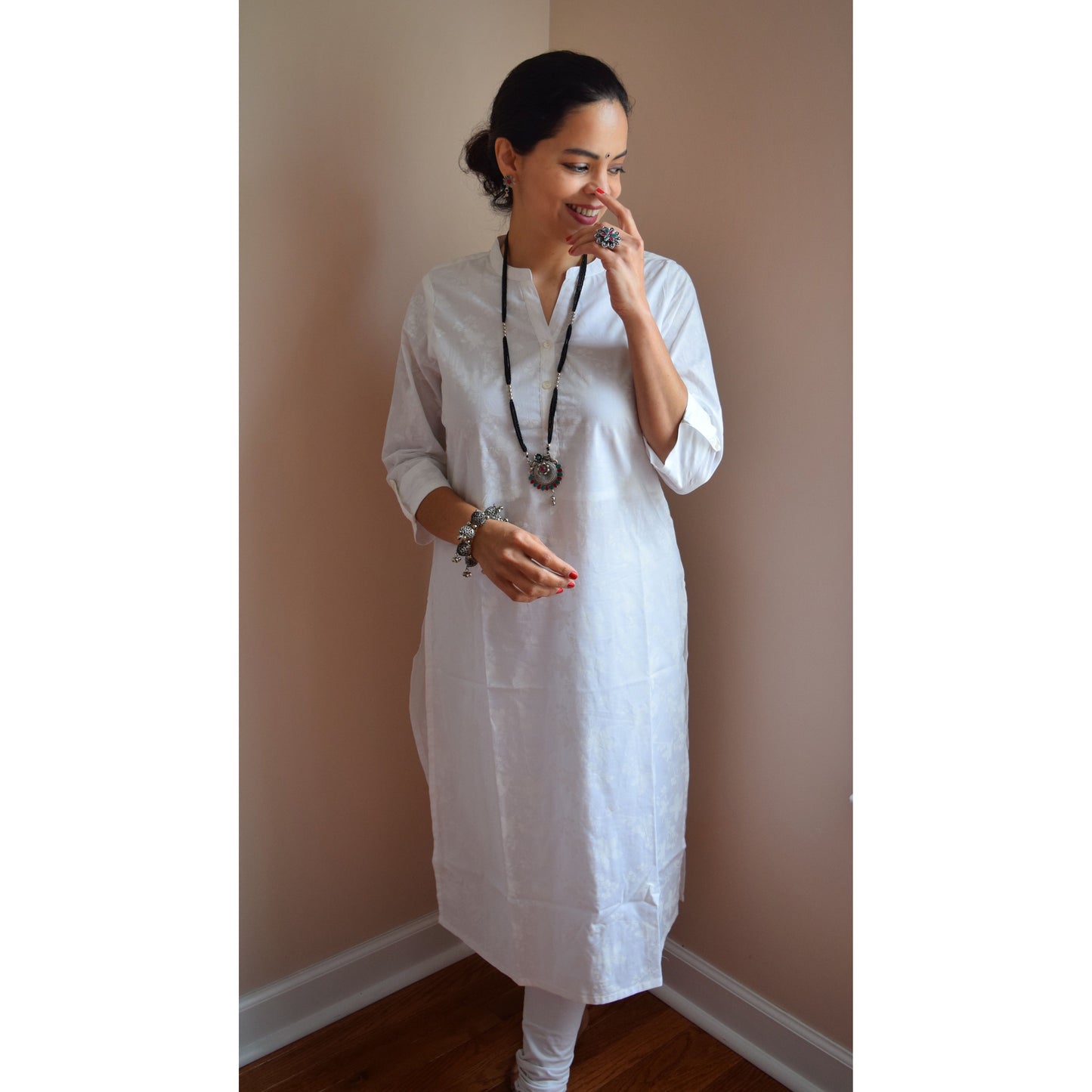 White Cotton Kurta/Kurti for Holi