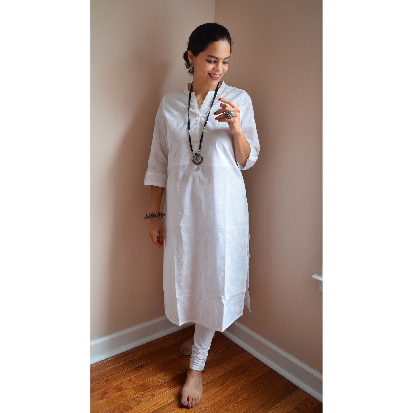 White Cotton Kurta/Kurti for Holi