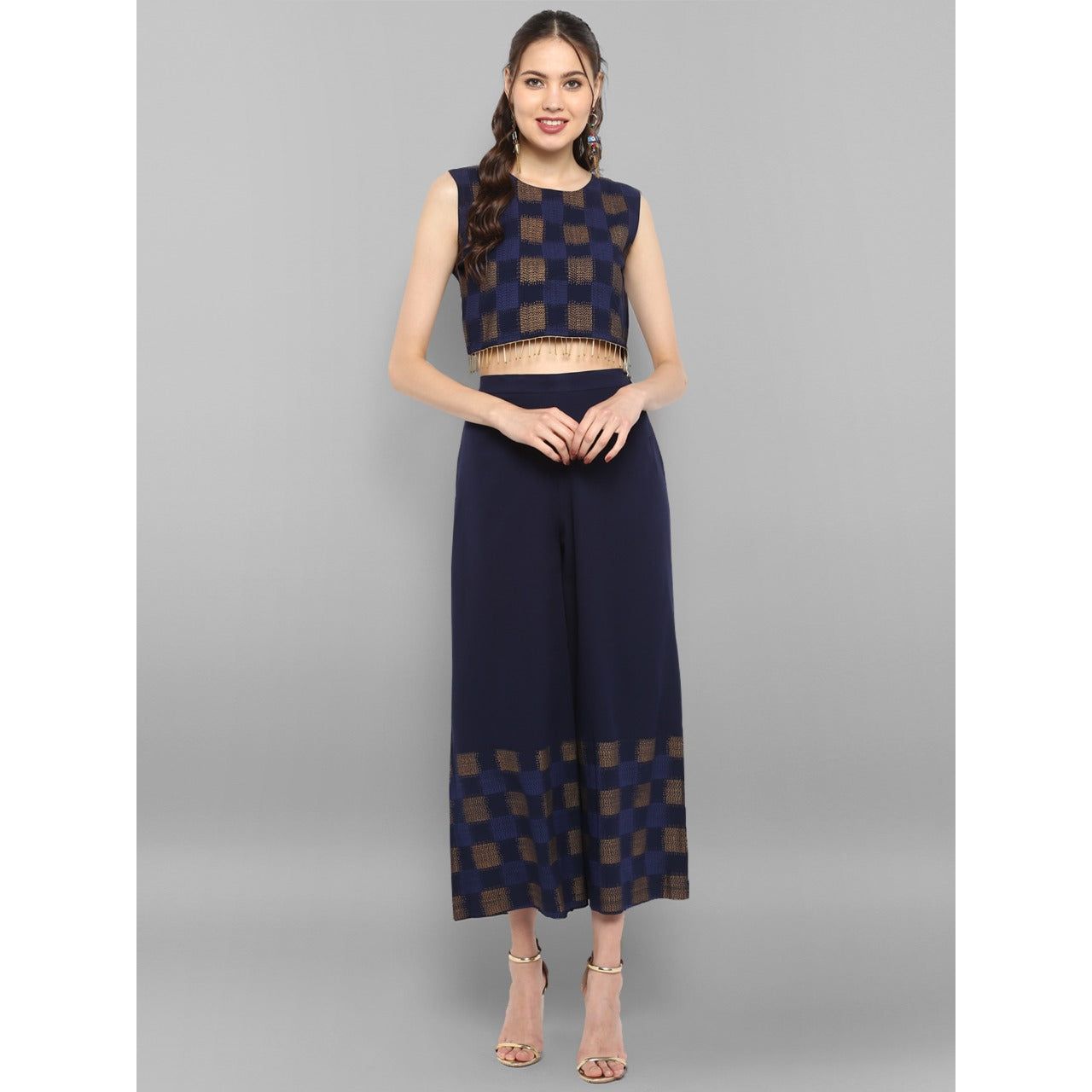 Dark Blue 3 Piece Set for Women/ Indian Fusion Wear